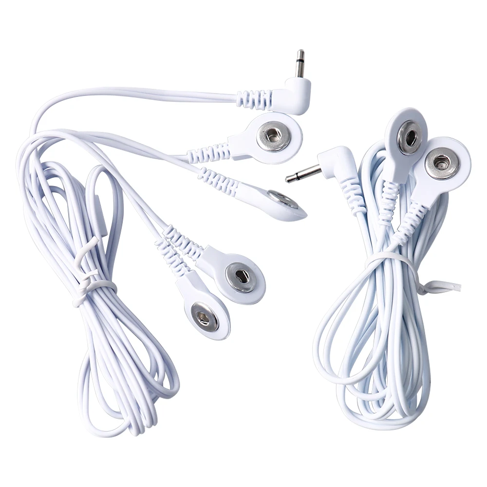 3.5mm Button Tens EMS Massager Electrode Wires 2 Way 4 Way Cables Connection Electrode Pads Massager for TENS Unit Lead Wire