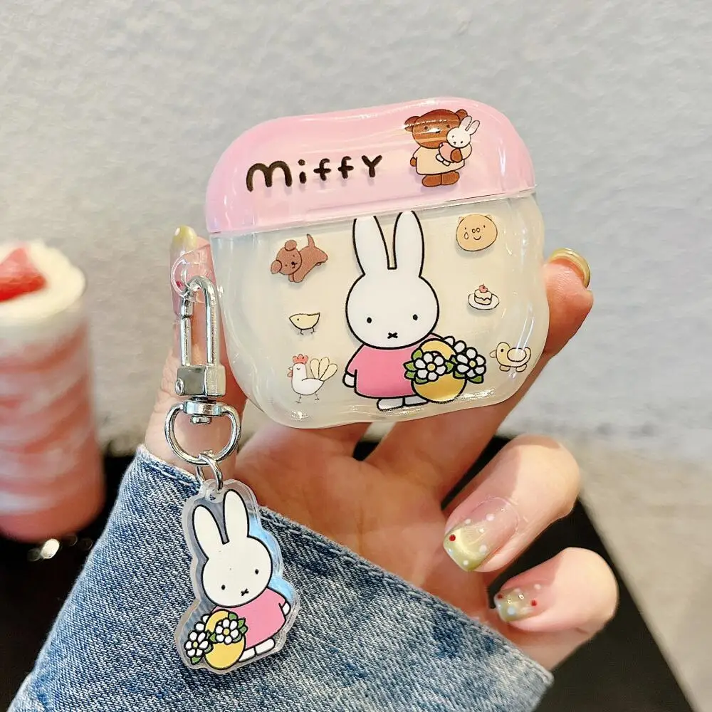 Miffy Wireless Bluetooth Protective Case Kawaii Cartoon Flower Basket Miffy Rabbit Airpods Pro Earphone Case Fall Prevention