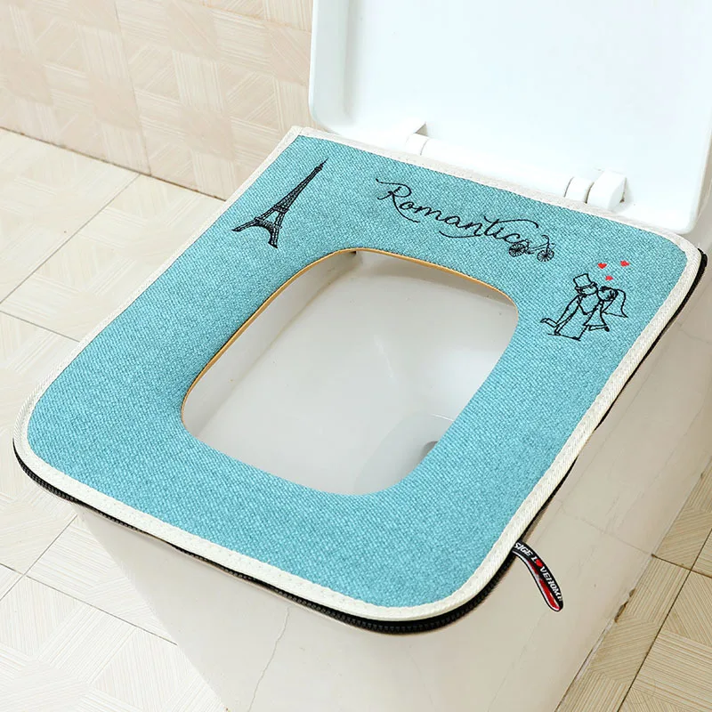 43x37cm, Square Toilet Seat, Zippered,Toilet Cover Plush Seat Cover Models Waterproof Universal Model Toilet Ring Zipper