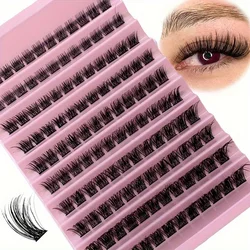 120 Cluster False Eyelashes, D-Curl Mixed Length 8-16mm, Individual Fluffy Segmented Extensions, Unscented DIY Lash Kit