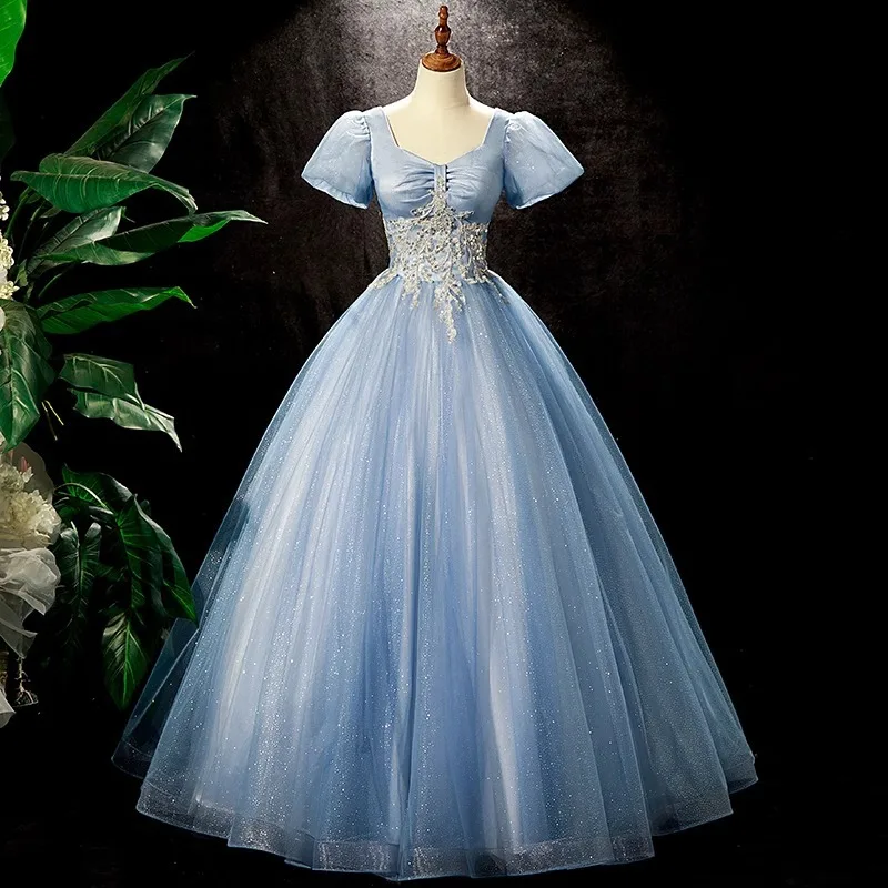 Robe de Rhbrillante avec appliques en tulle, robe de Quinceanera, fête d'anniversaire, quelle que soit la occasion formelle, 15