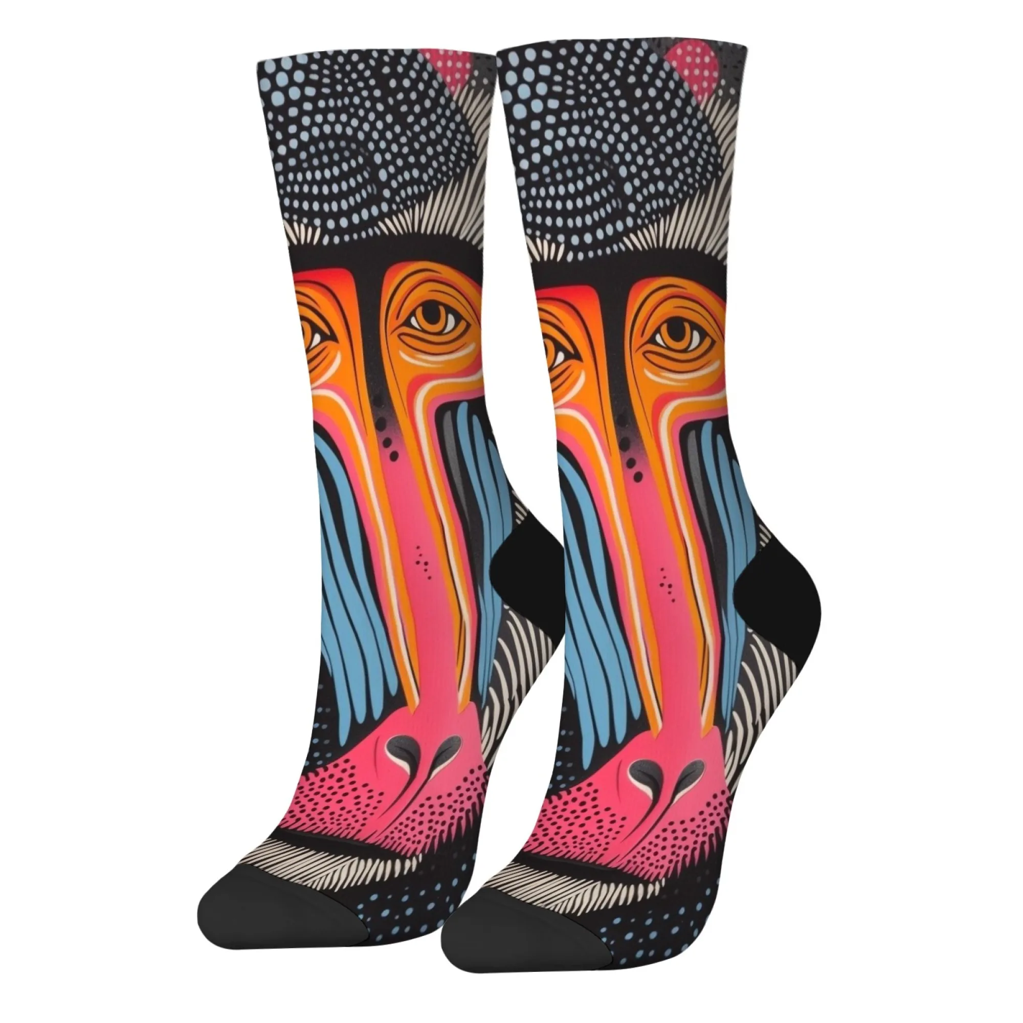 

Ethnic tribal abstract monkey men's socks novelty happy funny crew socks street hip hop comfortable warm retro fashion socks