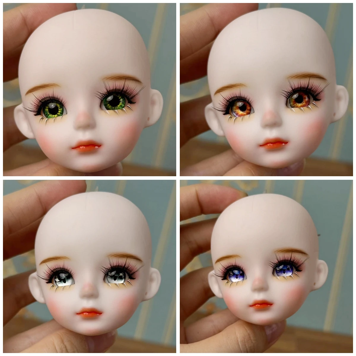 New Cute 30cm Doll Head 1/6 BJD Doll DIY Practice Makeup Whole Doll Toy Gift for Children and Girls (Open Head Can Change Eyes)