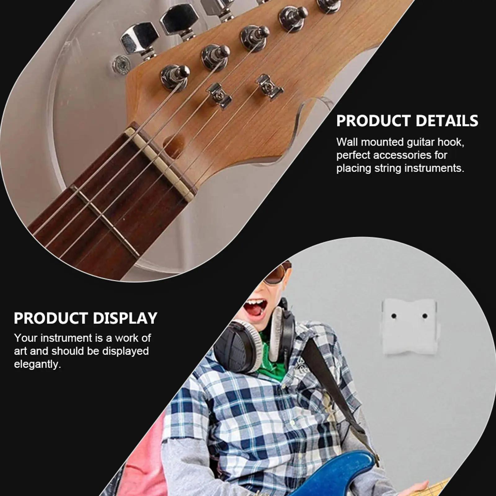 1Set Guitar Wall Rack Sturdy Hook Holder Bass Acoustic Electric Guitar Storage Stand Wall Mounted Classic Display Holder - view 2