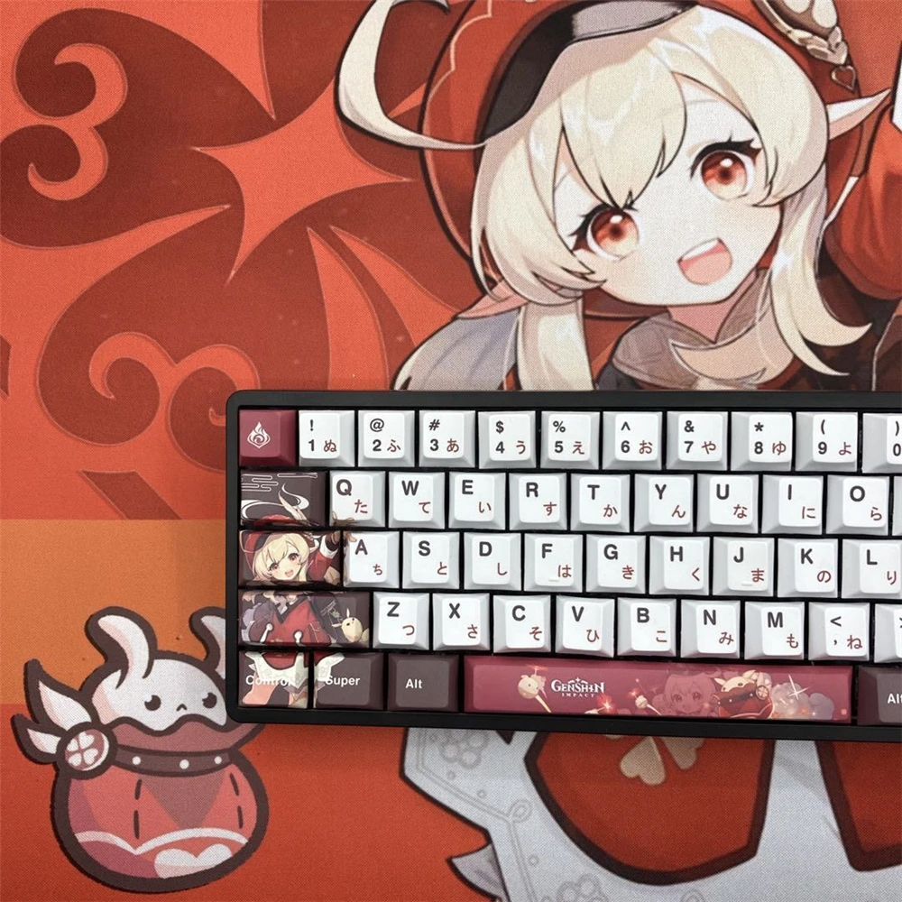 Imagem -05 - Chaves Genshin Impacto Keycaps Klee Pbt Cherry Profile Jogos Tampa Chave para mx Interruptor Teclado Mecânico Anime Mouse Pad 128