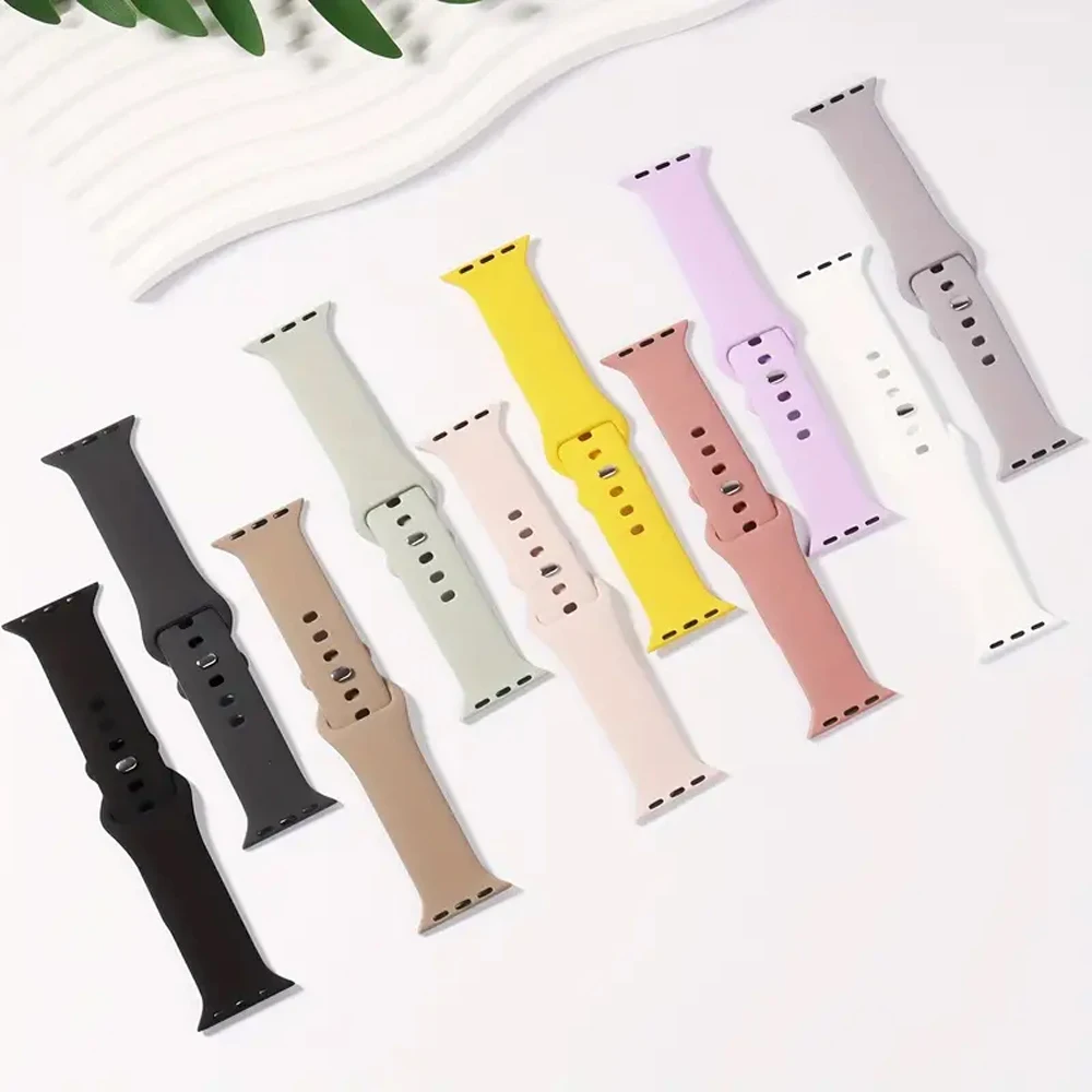 

Silicone Strap For Apple Watch band 45mm 44mm 41mm 40mm 42mm ultra 2 49mm 38mm bracelet correa iWatch series 9 8 7 4 5 6 SE 3