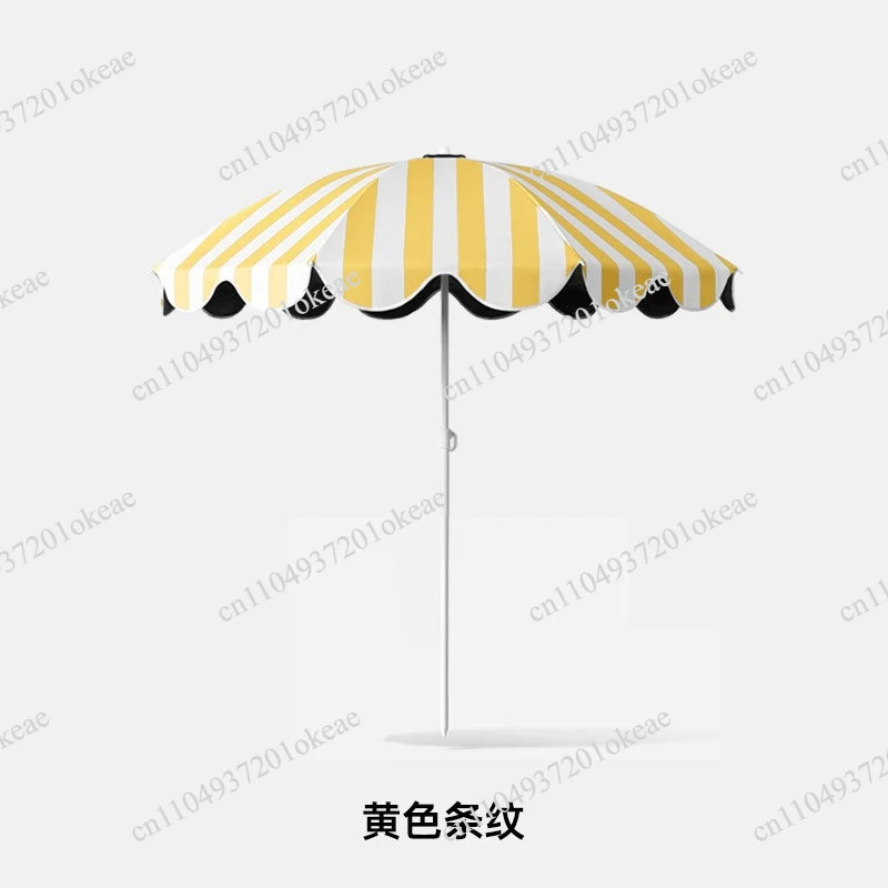 Striped beach umbrella, yellow striped garden sun umbrella, lightweight type, suitable for camping and terraces