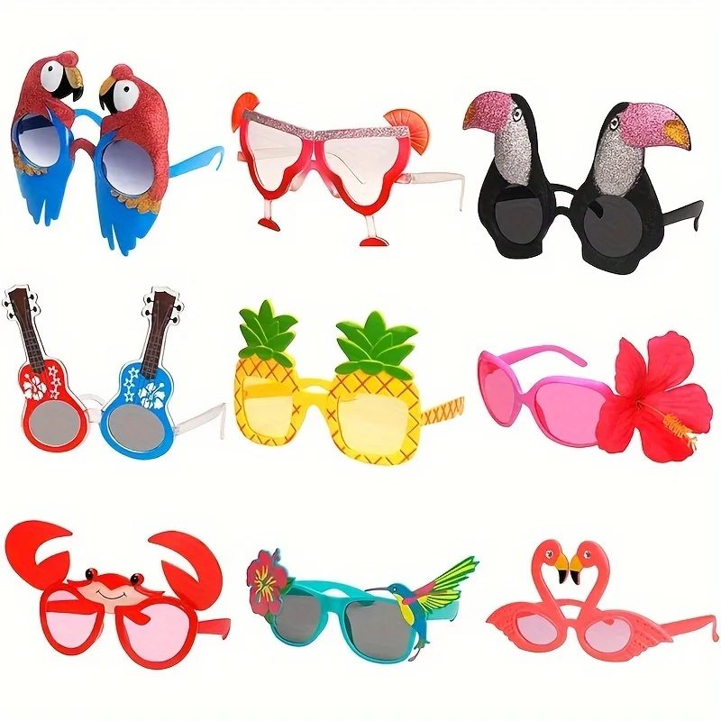 9 Paar Hawaii Brille, Luau Party Sonnenbrille tropische Kleid Requisiten, Spaß Sommer Party Gefälligkeiten, Strand Themen Party Dekoration