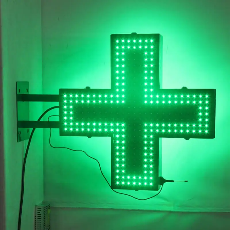 

Outdoor LED Sign Green Color Pharmacy Cross LED Screen Display Wireless WIFI APP 4G Control P6 P8 P10 P12 P16 LED Sign
