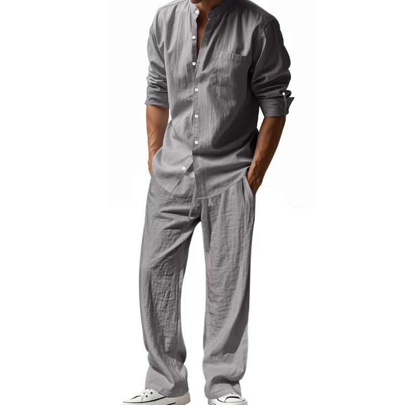 NONE Men Linen Casual Suit Long Sleeve 6