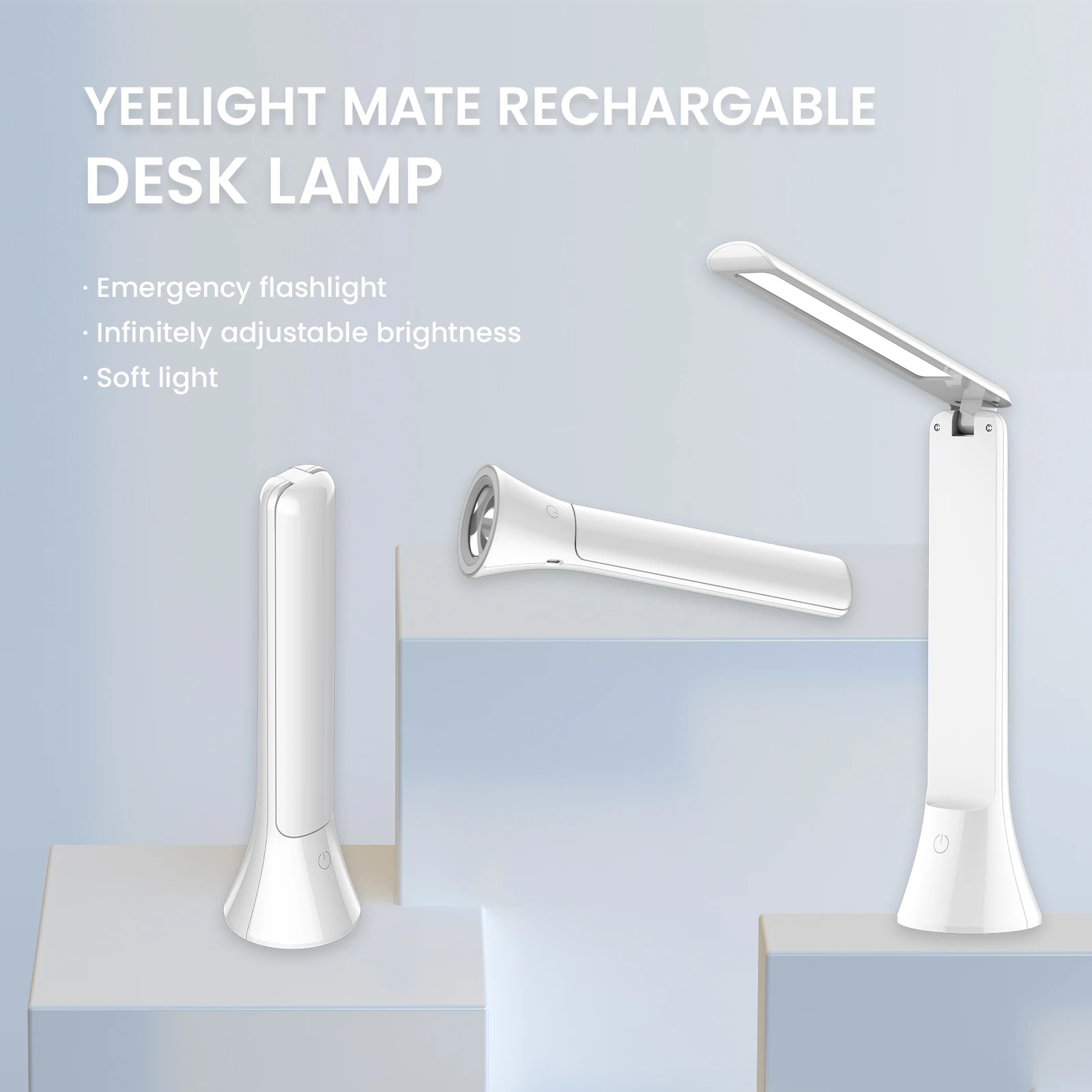 Yeelight Rechargeable LED Desk Lamp Flashlight Dimming Brightness 2 Color Temperature 3000-5000K Type-c Charging