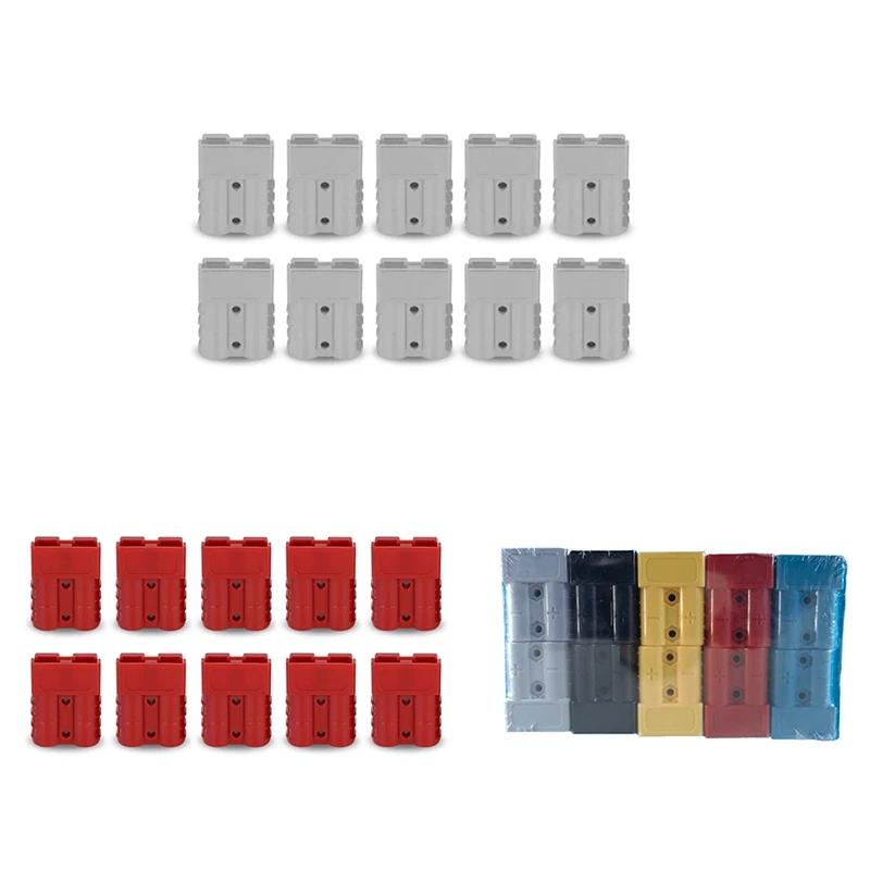

J1UL1N 10PCS Anderson Style Plug Connector 50A with Anderson Handle Forklift Battery Charging Quick Connectors Kit