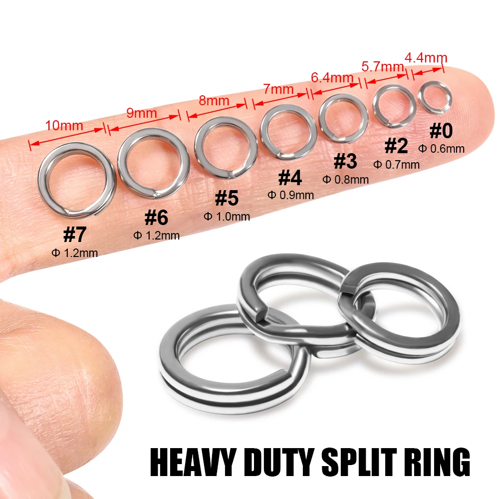 Rosewood 100pcs Forged Flat Split Rings Fishing Accessories Strengthen Heavy Double Circle Round Snap Strong Power Lure Tackle