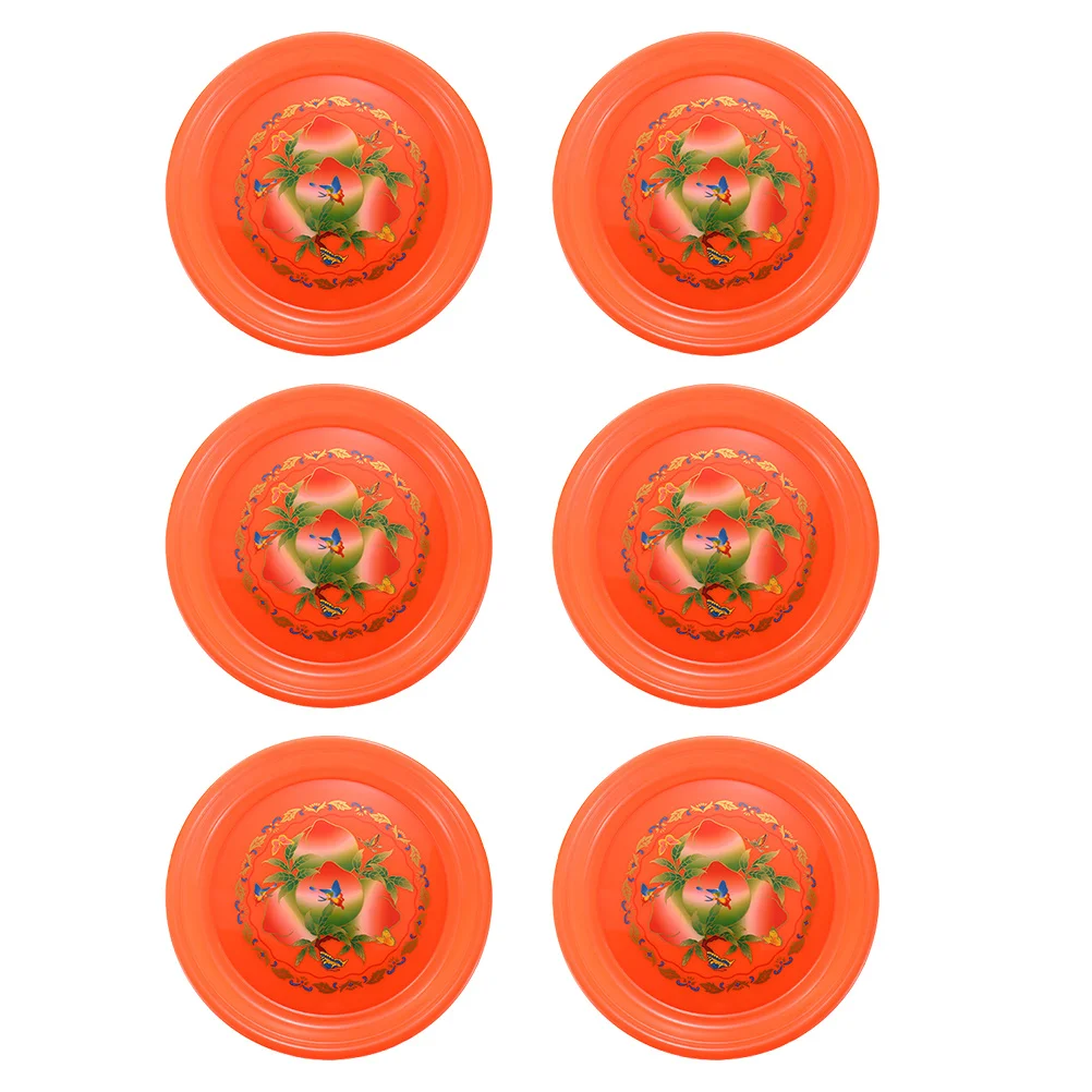 

6Pcs Chinese Style Wedding Candy Plates Reusable PP Snack Tray Fruit Storage for Home Party Use Candy Plates