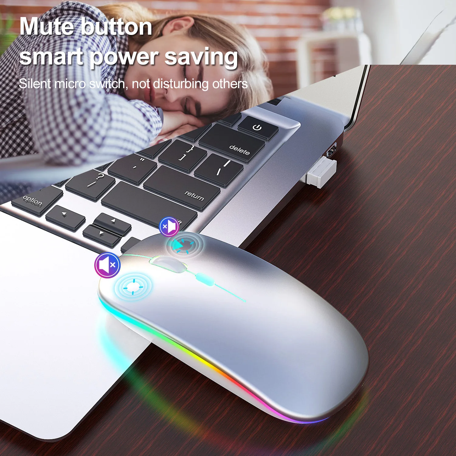 Imagem -05 - Mouse Bluetooth Recarregável sem Fio Rgb Retroiluminado Led Mouse Ergonômico para Jogos para pc Portátil 10 Pcs