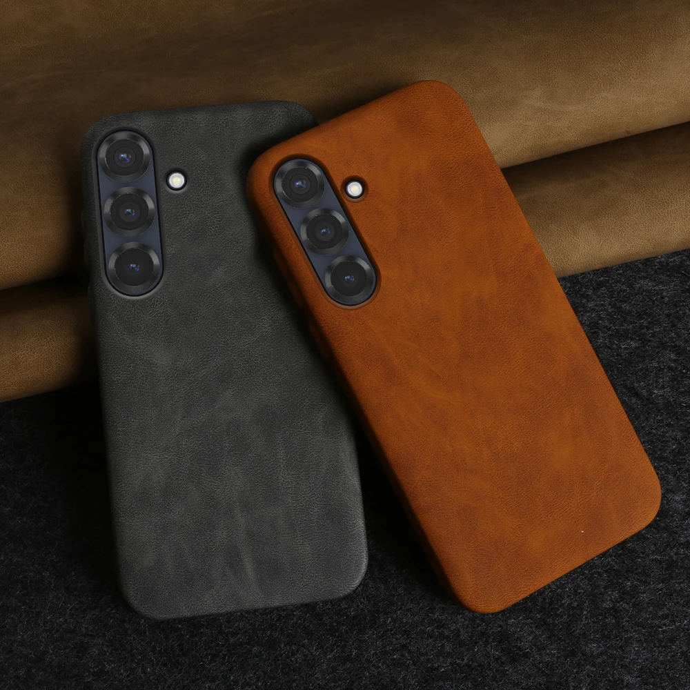 Premium Leather Phone Case For Samsung Galaxy S26 Pro S25 Edge S24 S23 S22 Plus S21 S20 FE Note 20 Ultra Solid Color Cover Funda