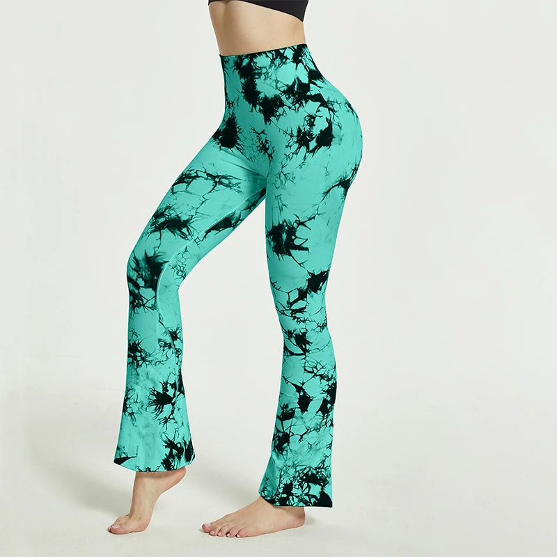 Women Seamless High Waist Wide Leg Leggings Tie Dye Leggings Stretchy Hip Liftting Trainning Running Yoga  Leggings for Women