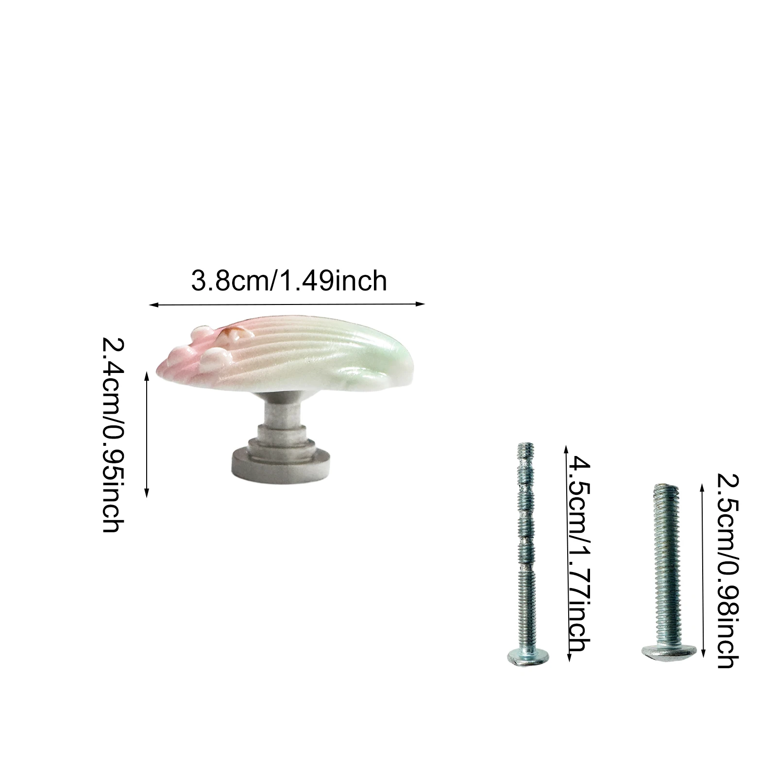 4Pcs Coastal Shell Knob Hand-Glazed Pink Ceramic Drawer Pull Single Hole Installation for Kitchen, Bathroom Office Cabinets
