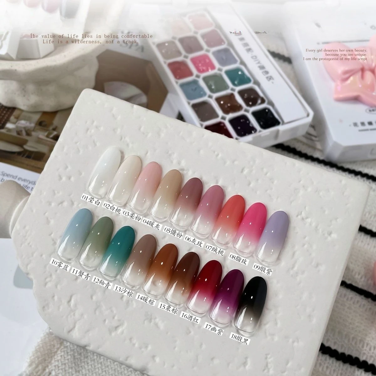 

18-цветный гель-лак для ногтей Ombre, быстрый градиент, гель для рисования, французский маникюр, кремовый полутвердый УФ-лак, гель-краска