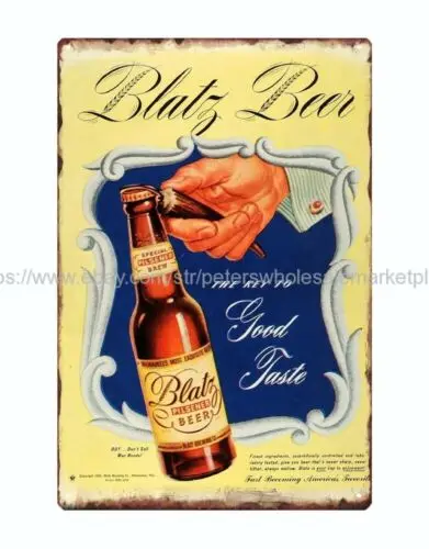 1945 ad Blatz Pilsener Beer Micro Brews Kegs Kitchen metal tin sign army plaque