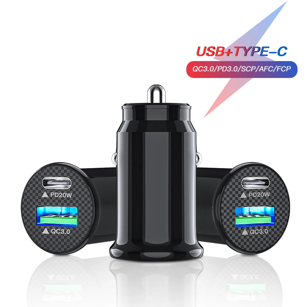 

QC3.0 PD Type C Fast Charging Auto Cigarette Socket Lighter Extractme USB Car Charger 20W 12 24V For iPhone 13 12 11 Samsung