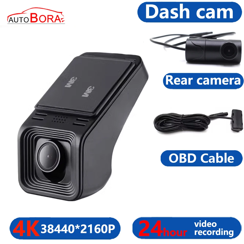 

AutoBora 4K 2160P Dash Cam DVR Camera 2 Lens Recorder Wifi Night Vision Loop Record APP 24h Parking Monitor Video