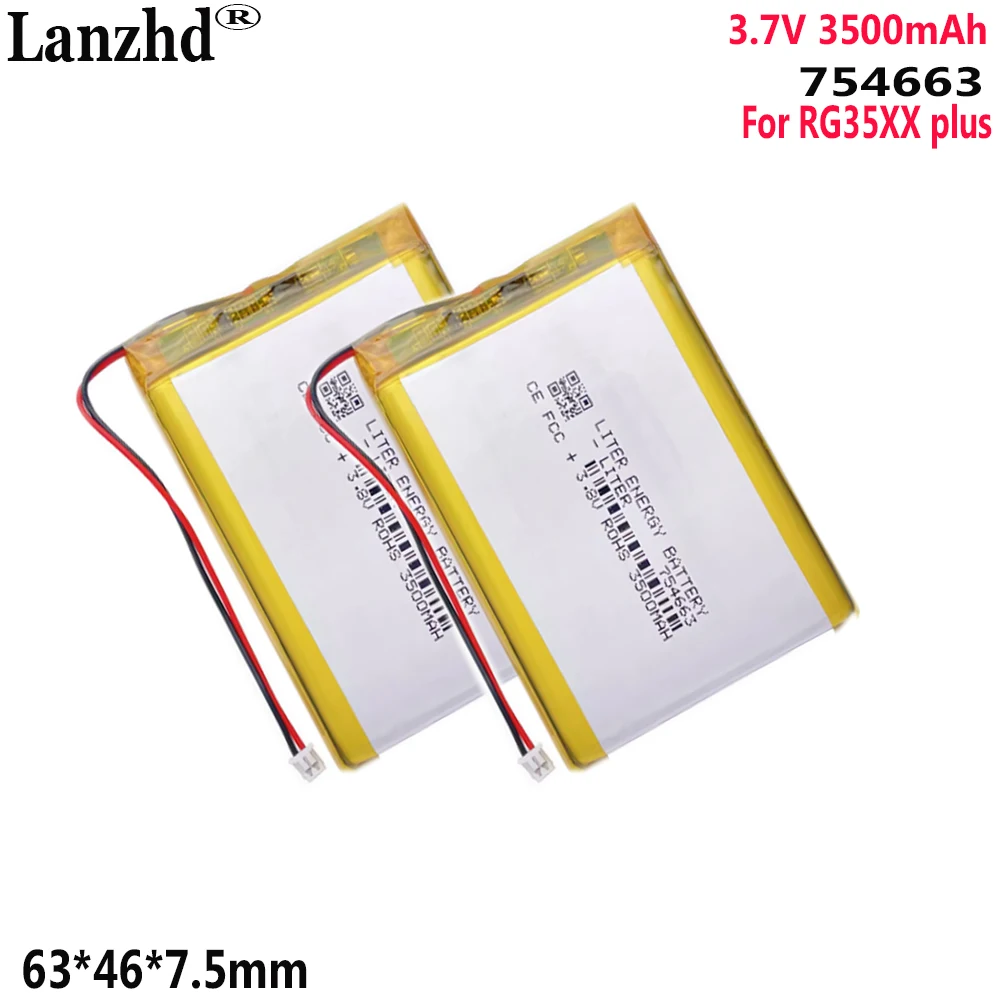 3.7V Li polymer lithium battery Use For Ambernik RG35XX plus game console rechargeable battery 754663 3500mah