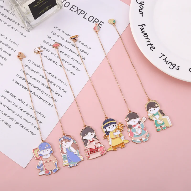 

Kawaii Little Girl Series Pendant Bookmark Student Exquisite Office Portable Reading Stationery DIY Alloy Decoration Supplies