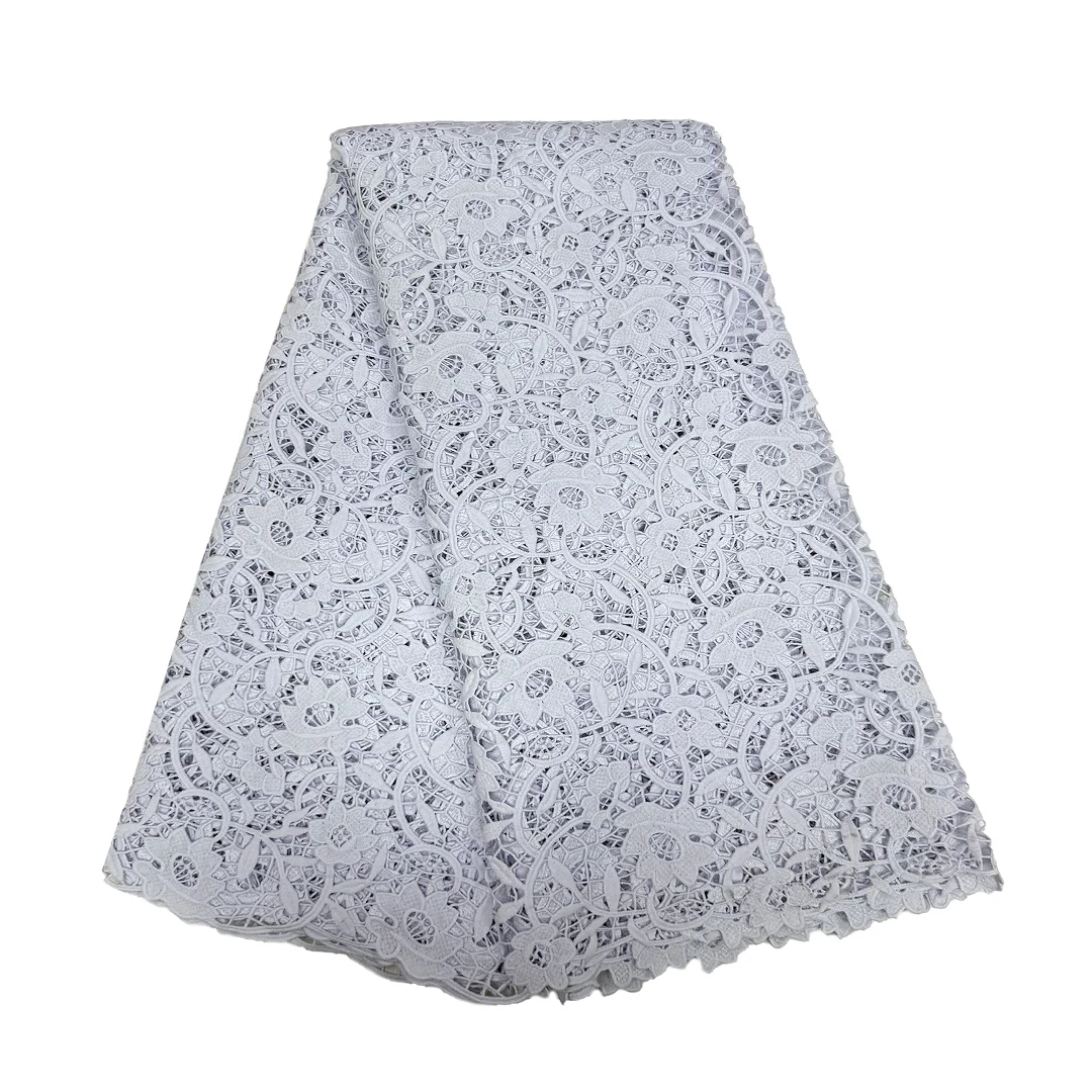 

New Arrival African Elegant Tissue Cord Lace Fabric High Quality Guipure Lace Milk Silk Lace Fabrics For Wedding Dress 2025