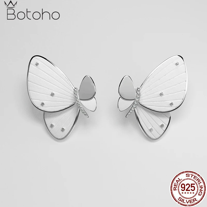 

100% 925 Sterling Silver Artistic 3D Butterfly Stud Earrings For Women Designer Trendy Earring Fine Jewelry Party Gift