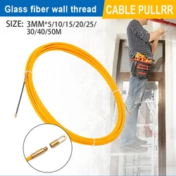 Cable Puller 3MM Stainless Steel Yellow Home Wall Line Guide Rail Fiberglass Electrician Push Belt Wire Drawer 10m/20m/30m/50m