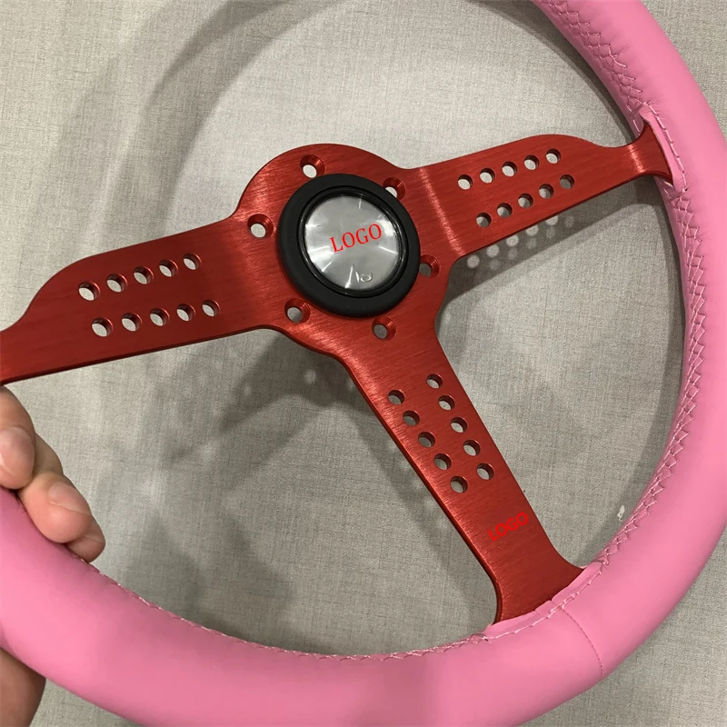 

350mm Aluminum Bracket Microfiber Leather Material Modified Steering Wheel