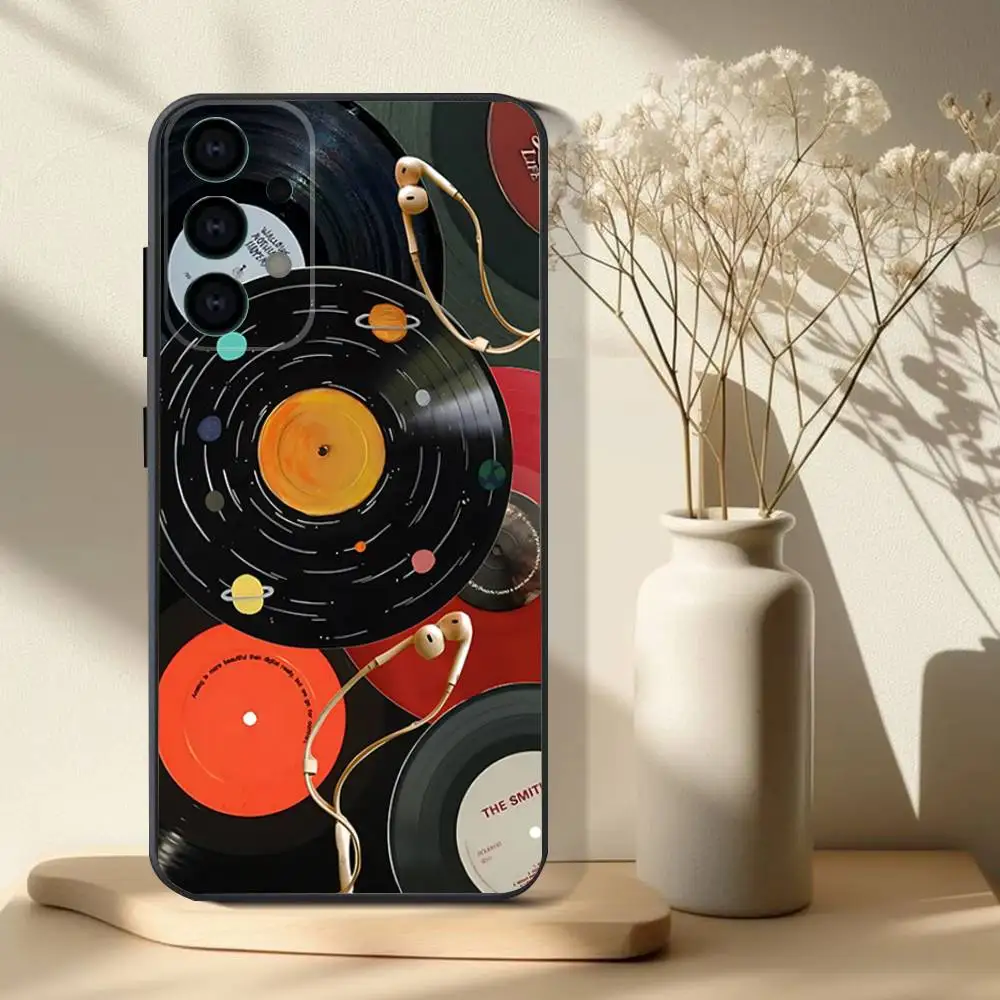 حافظة هاتف فني من الفينيل DJ لهاتف سامسونج S 25,24,23,22,30,21,10,9,Ultra,Plus,Lite,FE,4,5G حافظة ناعمة سوداء