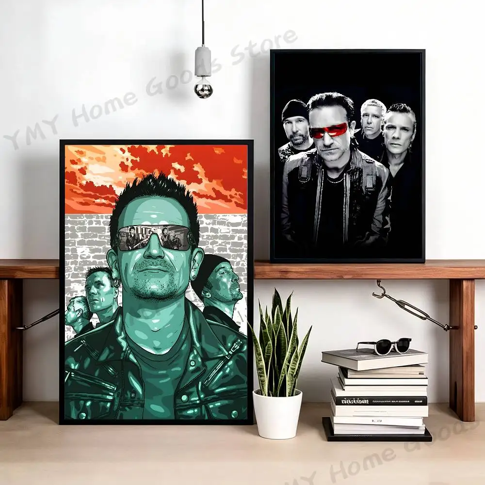 Irish Rock Band U2 Poster Sticker Classic Art Painting for Home Bedroom Cafe Office Wall Decor