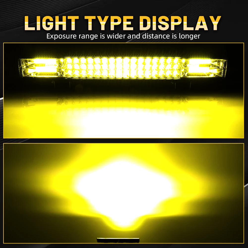 HL 12V 24V LED Light Bar 3000K Amber Spot Flood Combo Beams Work Light for Offroad Truck Boat off-road use barra LED Headlight