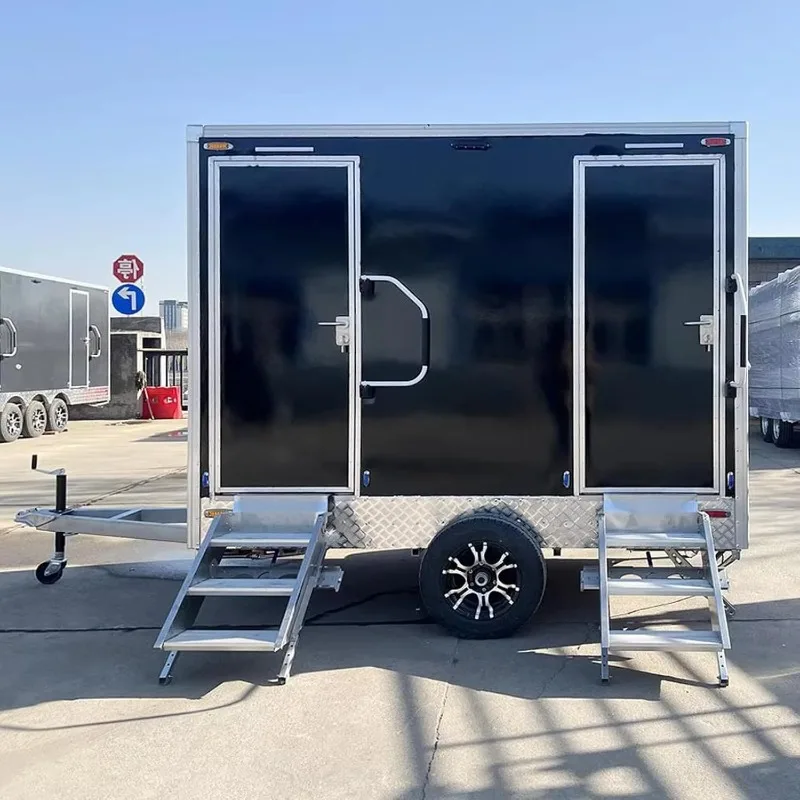 ADA Luxury Mobile Toilet Trailer, Shower Restroom with Heating Ventilation AC, for Camping Outdoor Events