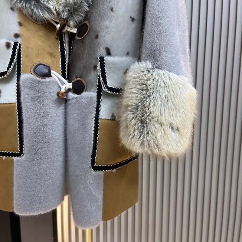 Imitation Mink Furry Coat Women's 2025 Winter New Large Fur Collar Korean Style Loose Fashion Age-Reducing Warm Woolen Jacket