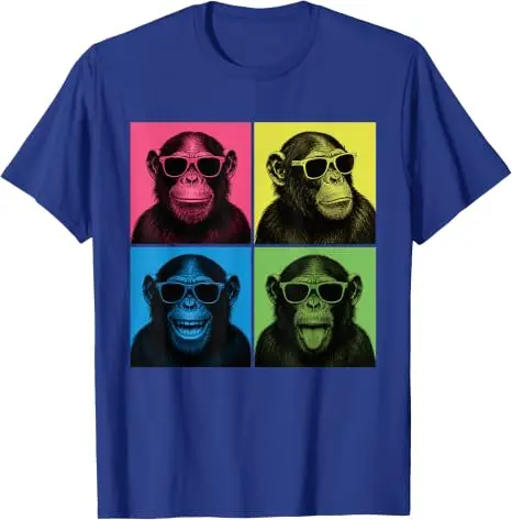 Lustiges Schimpansen-Fotokabinen-Pop-Art-T-Shirt mit Affengesichtern, Y2K-Affen-Selfie-Ästhetik-Kleidung, personalisierte Kleidung für Primaten-Fans – Detail 16