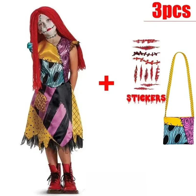 Kinder-Rollenspielkleid für Mädchen, Halloween-Cosplay-Kleid, Hexen-Vampir-Kostüm mit Accessoires für Karneval-Verkleidungspartys – Detail 8