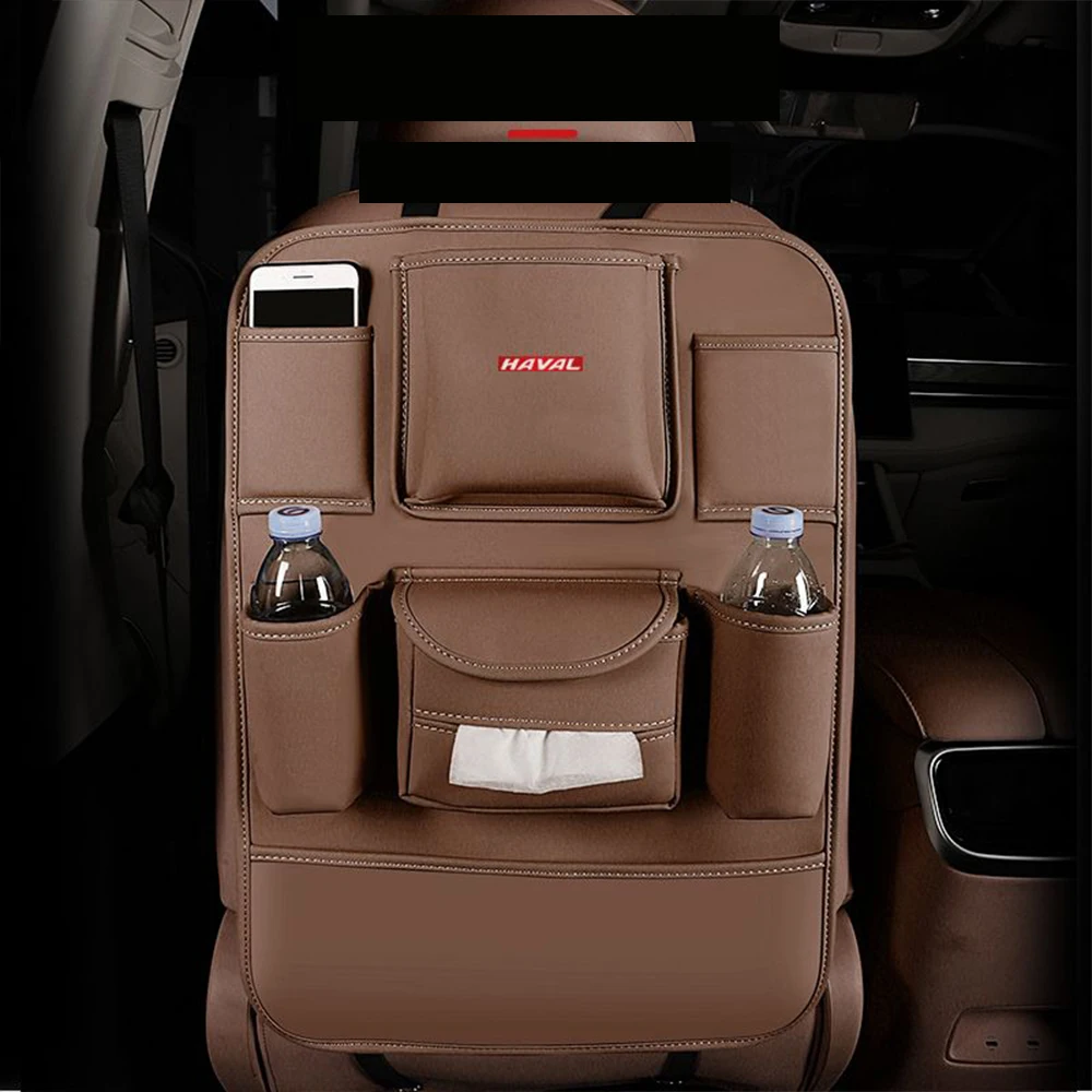 

Leather For Great Wall Haval Raptor MengLong Car Central Console Seat Placing items Storage paper bag Organizer Storage Knapsack