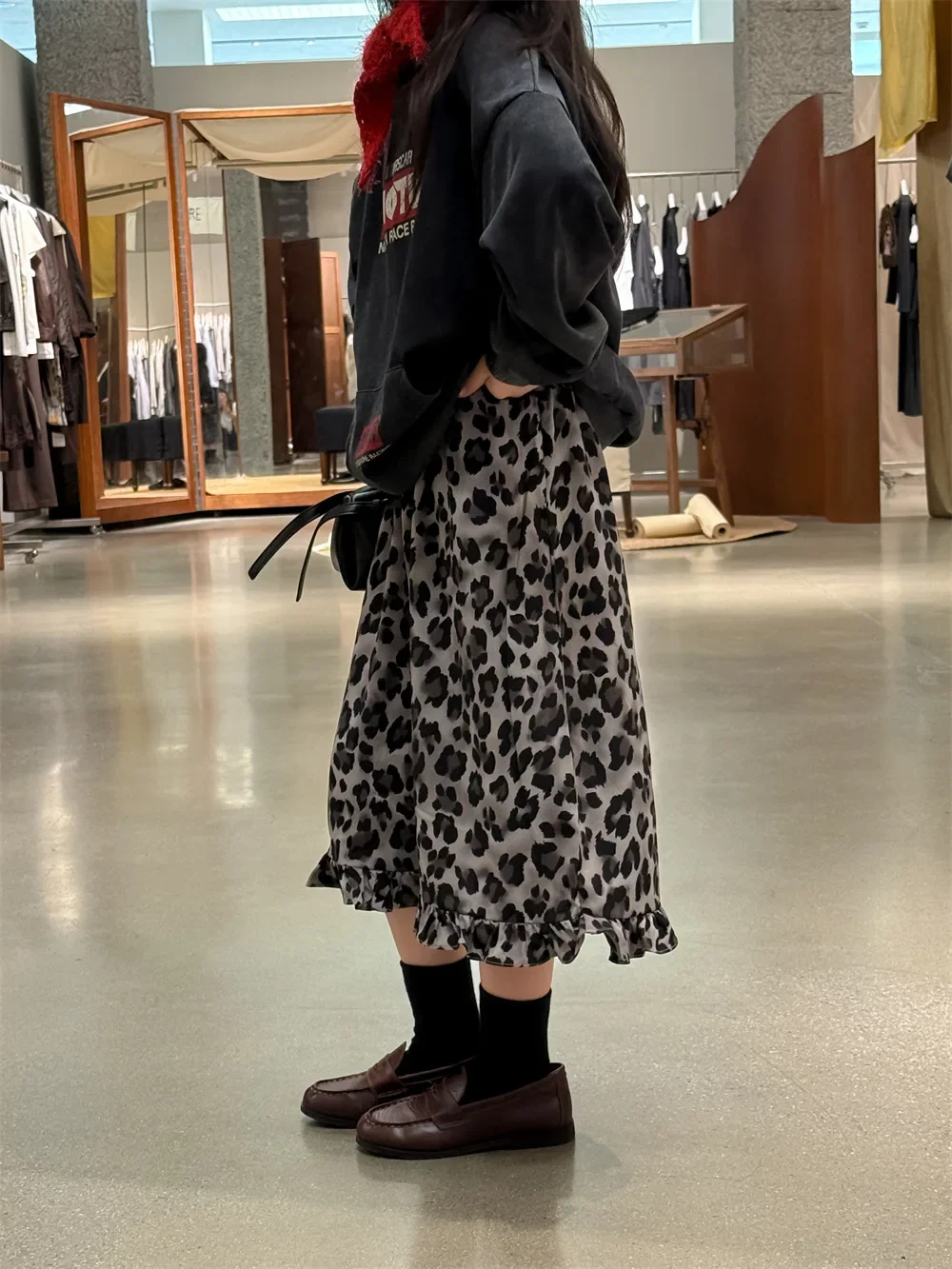 الفتيات الخريف الربيع تنورة 2025 جديد الكورية المألوف خمر عادية اليومية ليوبارد طباعة فستان كاجوال الاطفال كل مباراة برعم تنورة #3