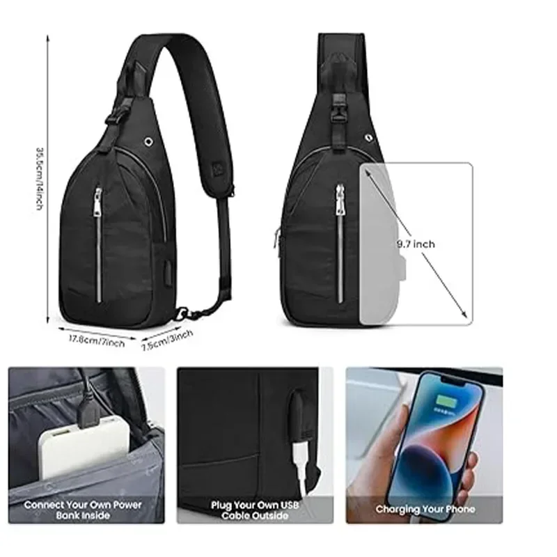 Mochila cruzada DB2 con bloqueo RFID, bolso de hombro pequeño para el pecho