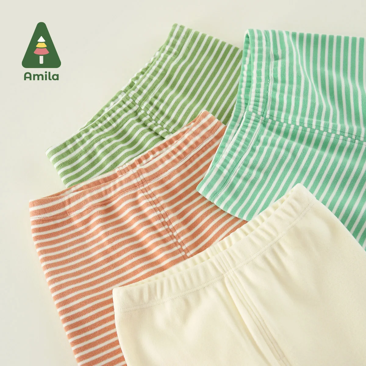 Amila Baby Underwear Set 2023 Autumn New Seamless Cutting Colors Pattern Printing  Boys Girls Cotton Children  Homewear Clothes