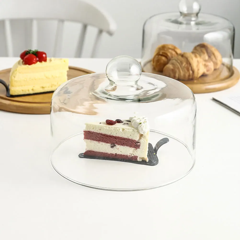 

1Pcs High-Quality Glass Cake Cover Sturdy Wear-Resistant Transparent Food Dessert Protection Insect-Proof Dish Cover
