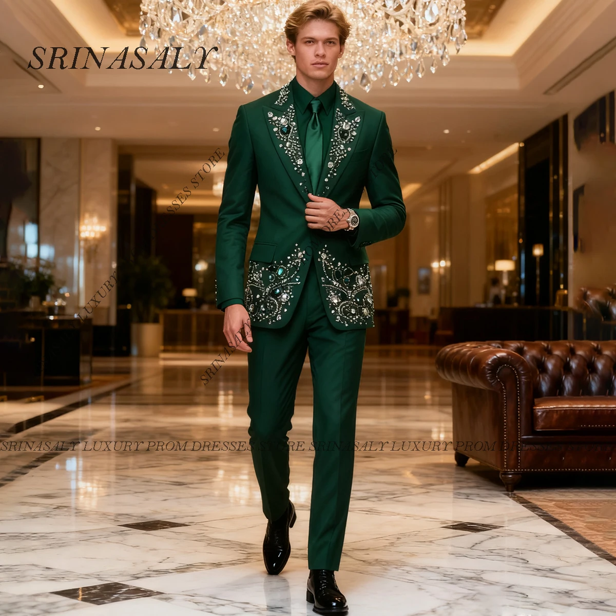 

Индивидуальные блестящие мужские костюмы с бриллиантами и бисером, комплекты из 2 предметов, красивые свадебные смокинги с остроконечными лацканами, Ropa Hombre, мужские пиджаки для жениха
