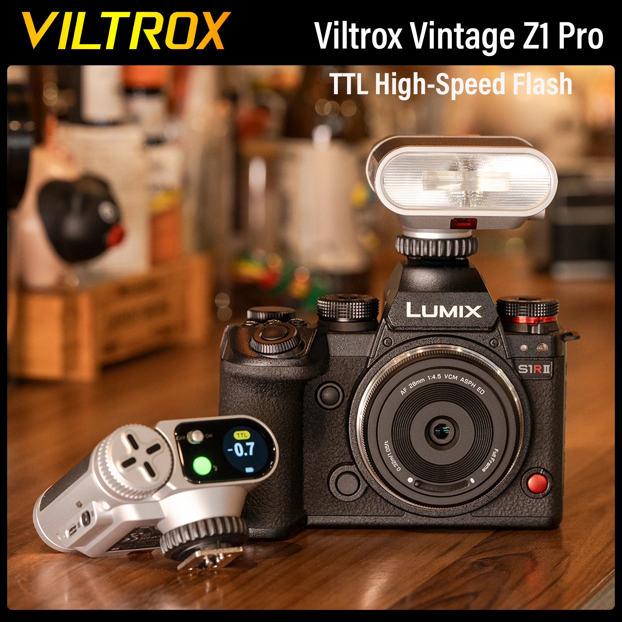 Viltrox ヴィンテージ Z1 Pro TTL レトロカメラフラッシュスピードライト 24Ws LEDフィルライト キヤノン、ニコン、ソニー、富士フイルムカメラ対応