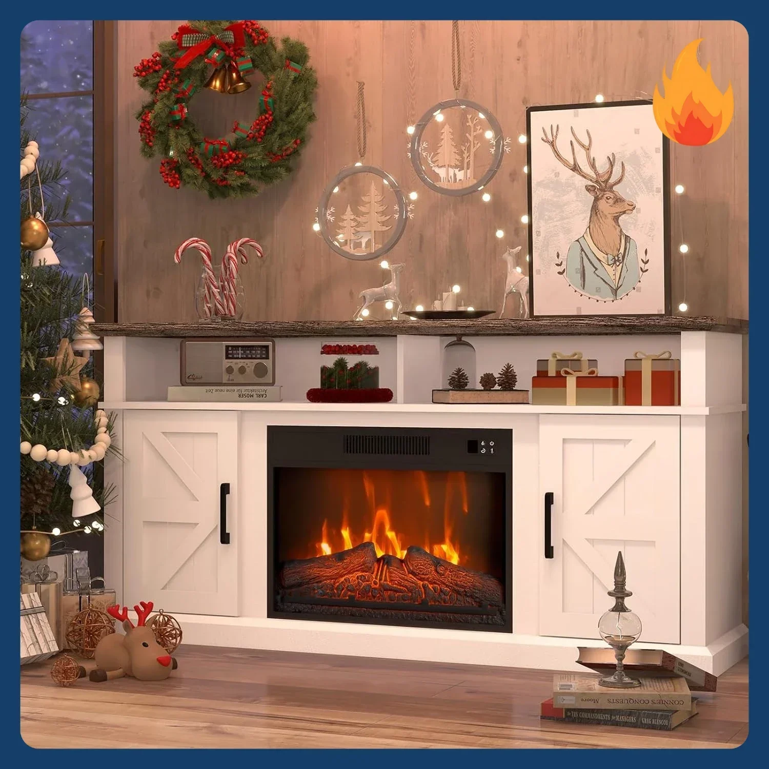 [Discounted Price!]Fireplace TV Stand for TVs Up to 65
