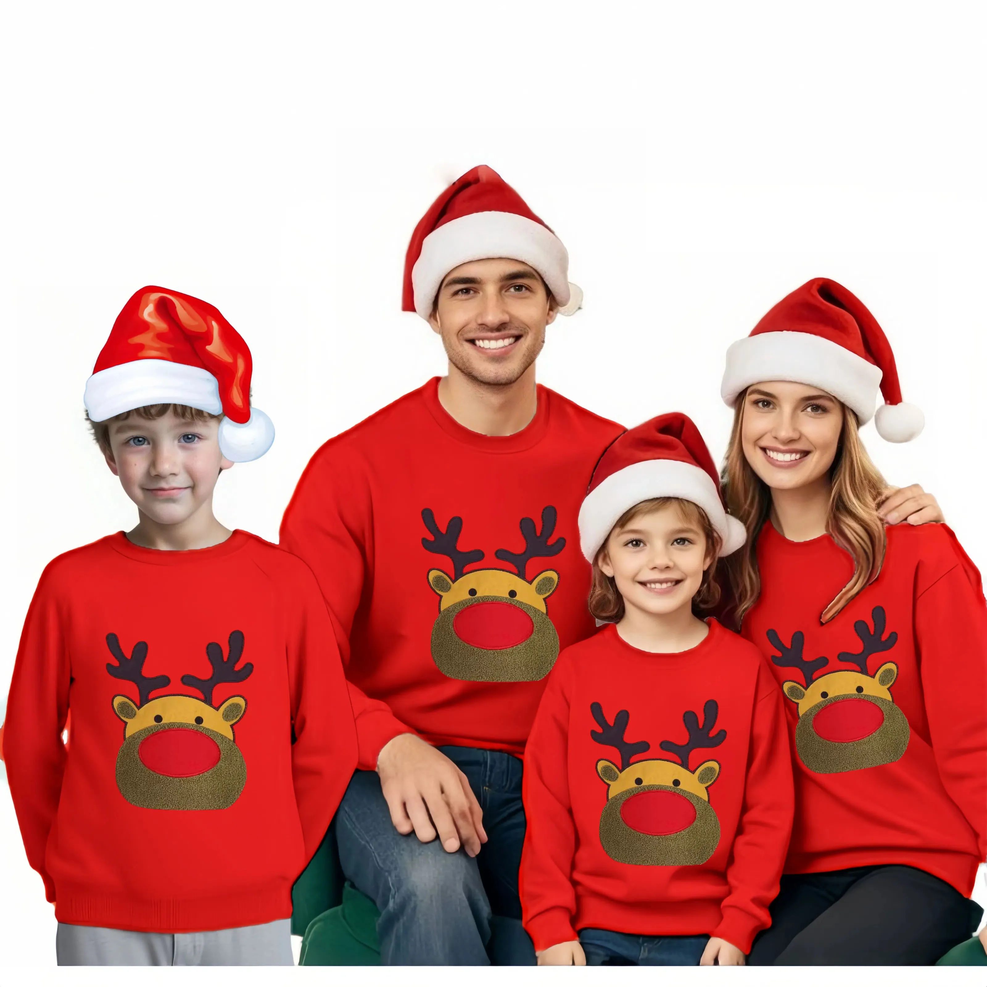 

Рождественские одинаковые толстовки для всей семьи, Новый год 2025 года, красные зимние топы для мамы, папы и сына, дочки, детская одежда с изображением Санта-Клауса