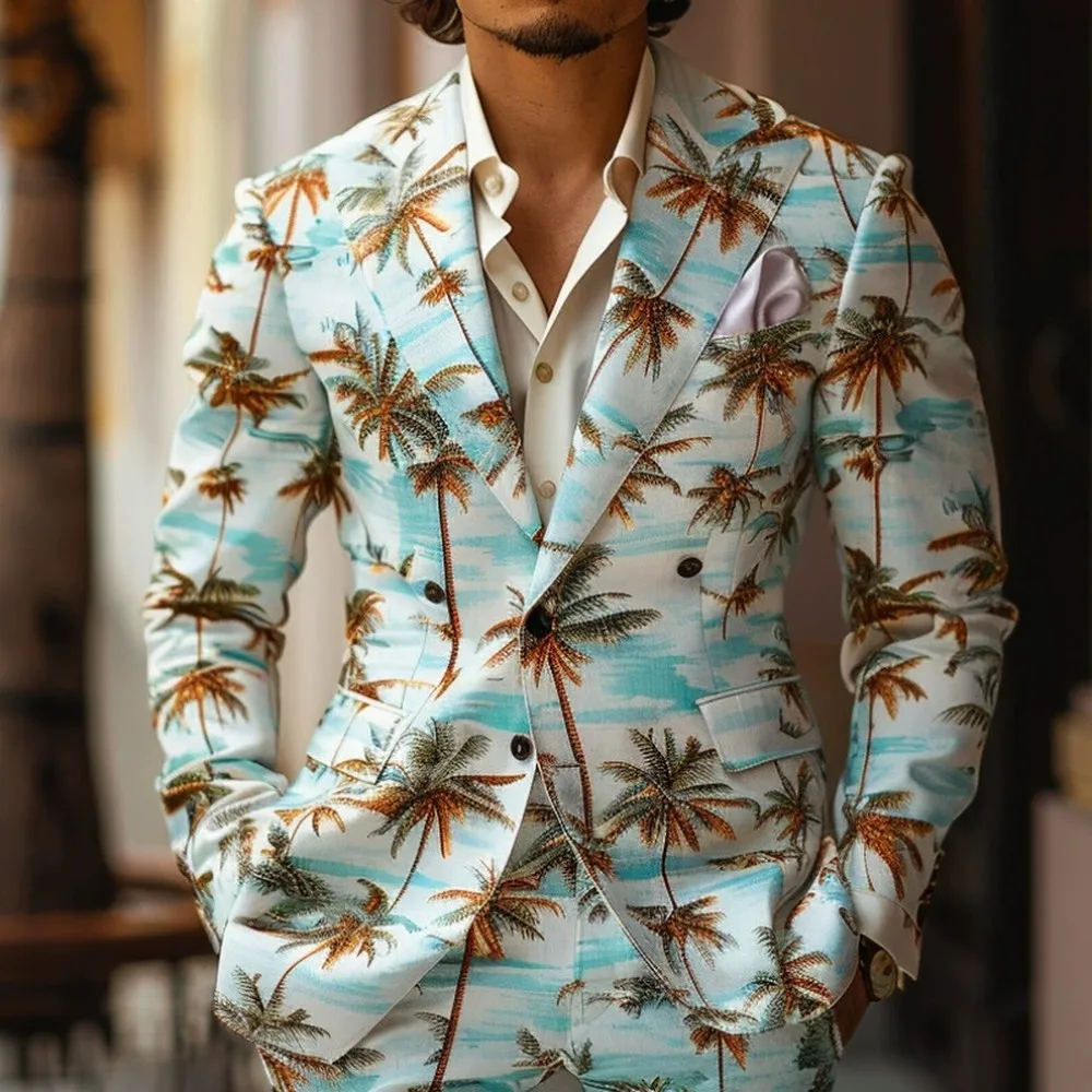 

New 3D Printed Men Suit Party Prom Nightclub Stage Shiny Performance Male Tuxedos 2 Piece Set Blazer Pants A07-02