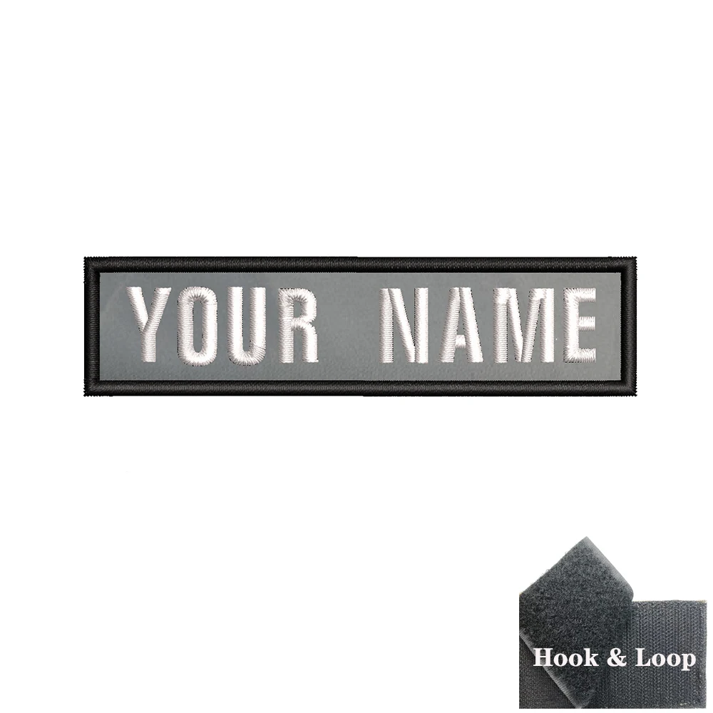 1 STÜCK 10 cm x 2,5 cm Benutzerdefinierte personalisierte Namensnummer Patch Streifen Abzeichen Tags Chevrons Armband Eisen auf oder Hakenschlaufe bestickt